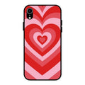 Latte Love Patter Glass Case Cover - Red For iPhone XR