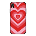 Latte Love Patter Glass Case Cover - Red For iPhone XR