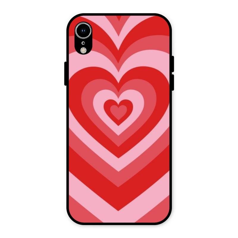 Latte Love Patter Glass Case Cover - Red For iPhone XR
