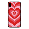 Latte Love Patter Glass Case Cover - Red For iPhone XS