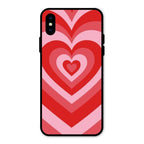 Latte Love Patter Glass Case Cover - Red For iPhone XS