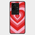 Latte Love Patter Glass Case Cover - Red For Iqoo 11 5G