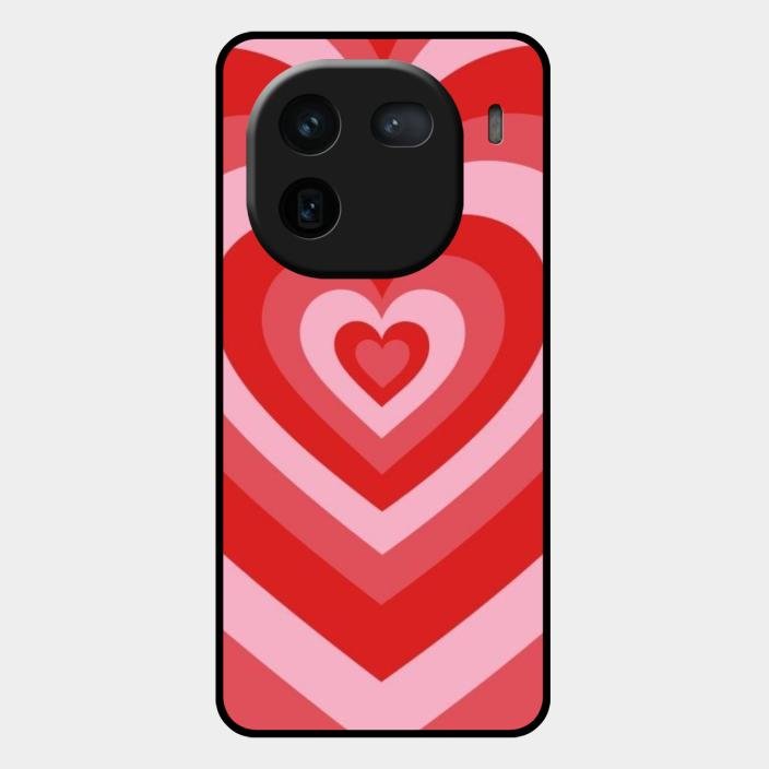 Latte Love Patter Glass Case Cover - Red For Iqoo 12 5G