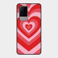 Latte Love Patter Glass Case Cover - Red For Iqoo 9 5G