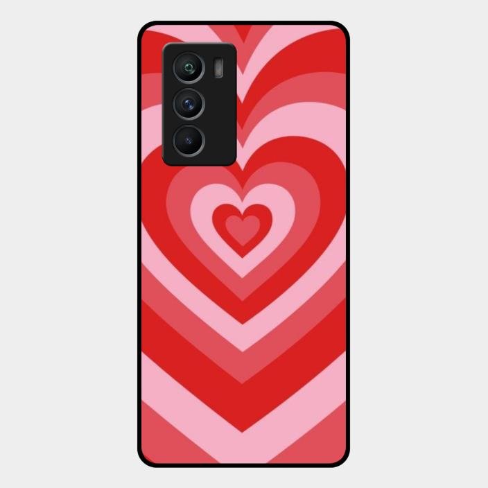Latte Love Patter Glass Case Cover - Red For Iqoo 9 Se 5G