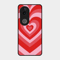 Latte Love Patter Glass Case Cover - Red For Iqoo Z10R