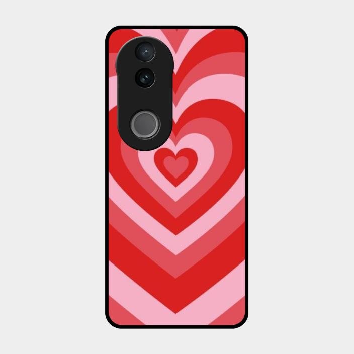 Latte Love Patter Glass Case Cover - Red For Iqoo Z10R