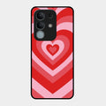 Latte Love Patter Glass Case Cover - Red For iQOO Z10x 5G