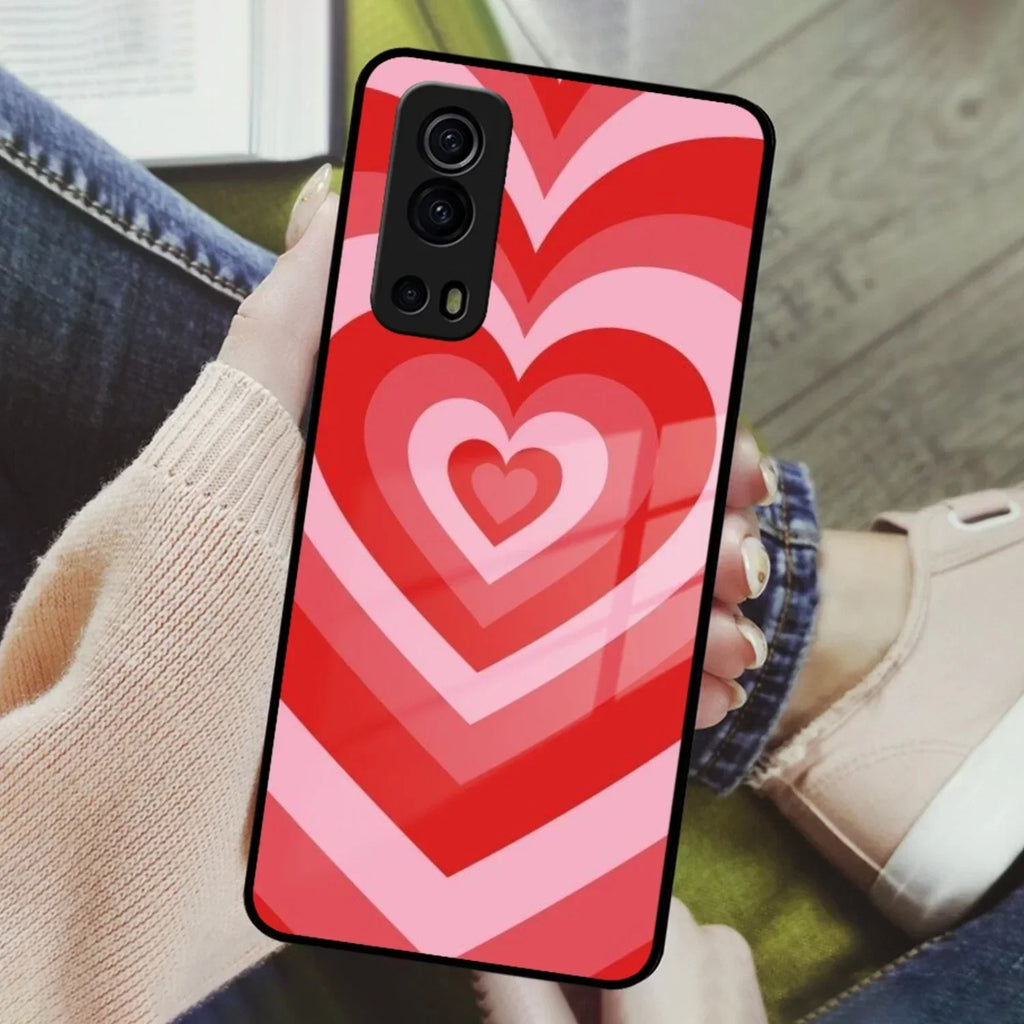 Latte Love Patter Glass Case Cover - Red For Vivo - ShopOnCliQ