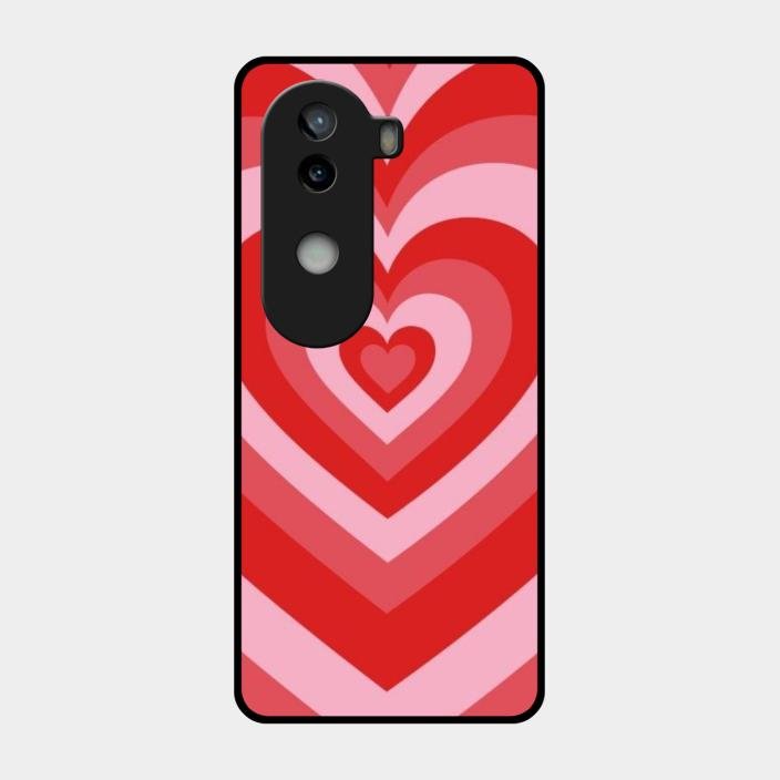 Latte Love Patter Glass Case Cover - Red For Iqoo Z9S 5G