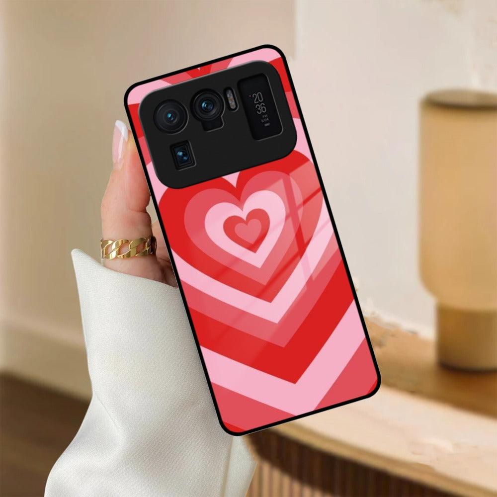 Latte Love Patter Glass Case Cover - Red Redmi/Xiaomi