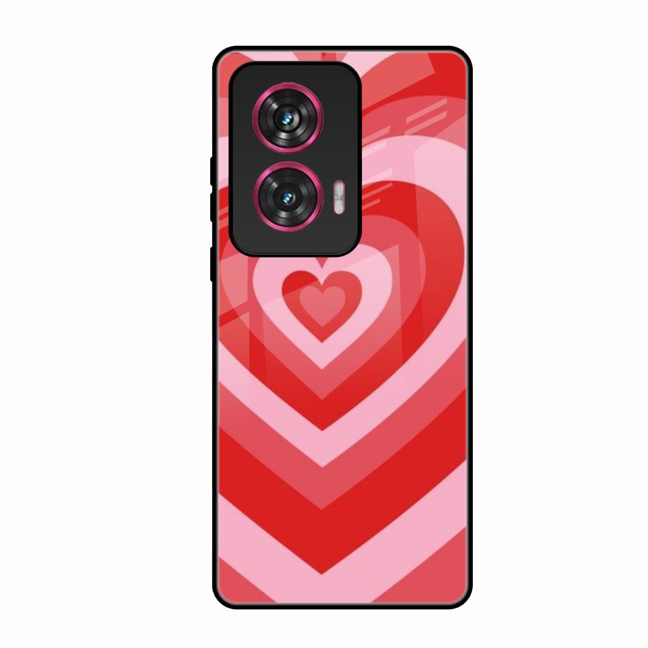 Latte Love Patter Glass Case Cover - Red For Motorola Edge 50 Fusion 5G