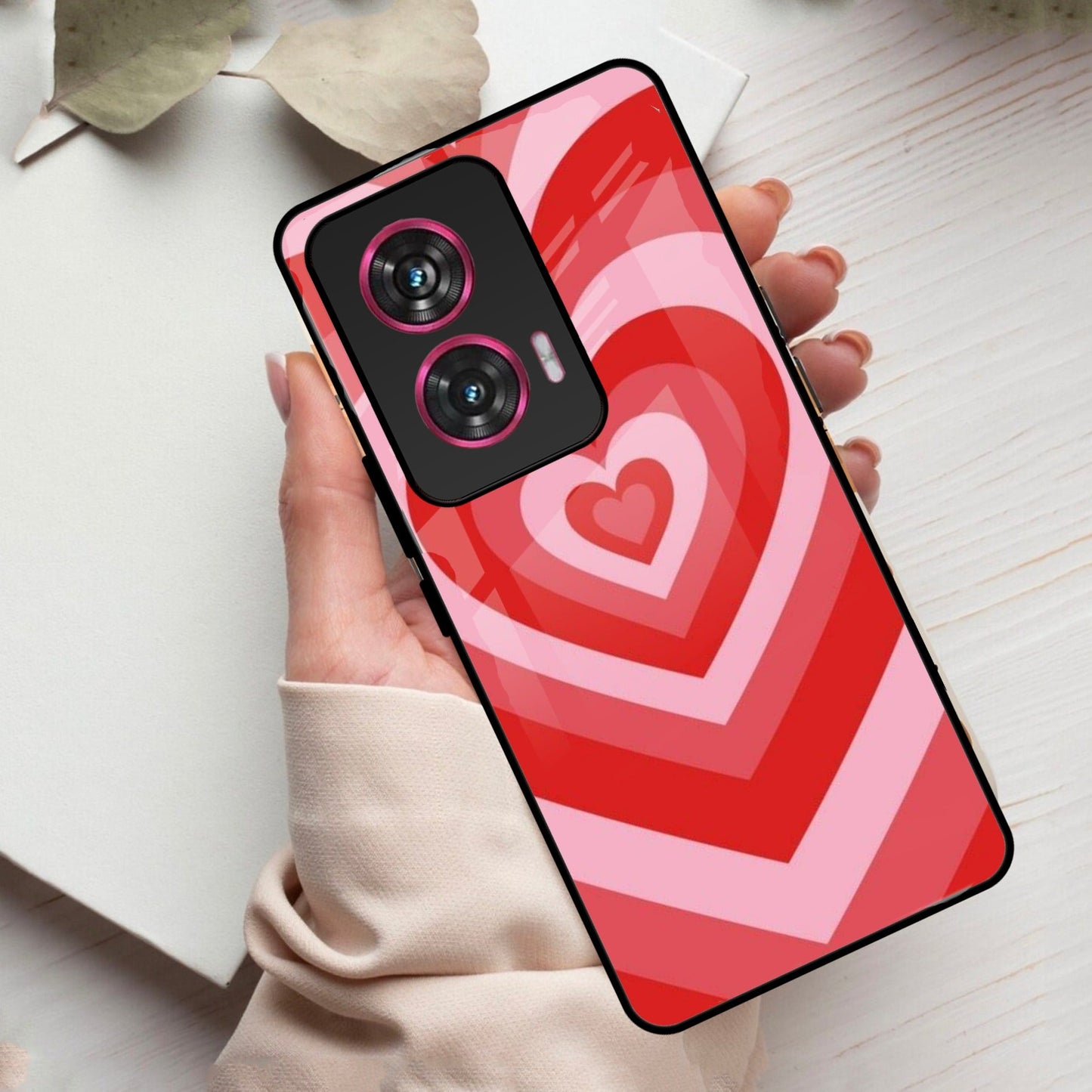 Latte Love Patter Glass Case Cover - Red For Motorola