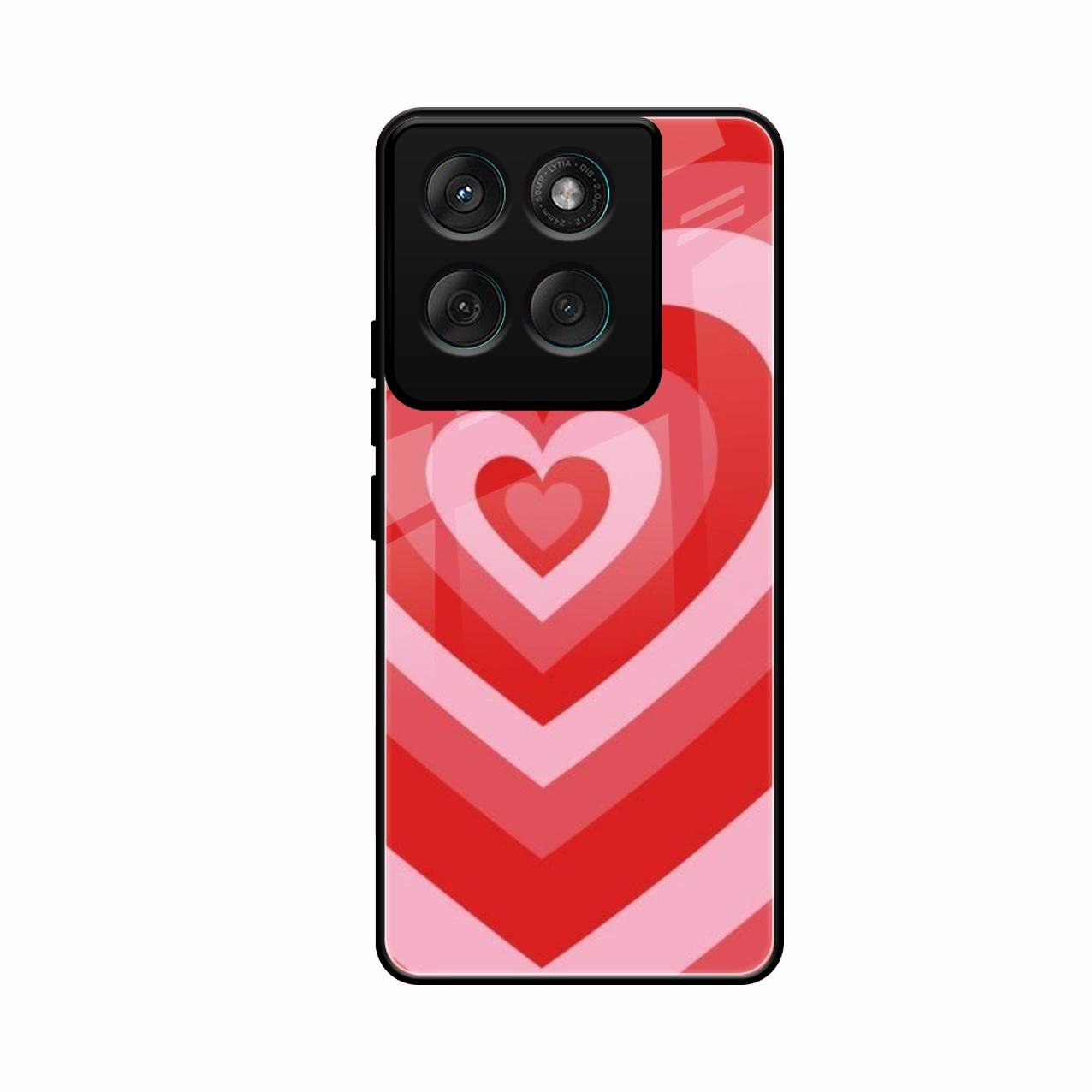Latte Love Patter Glass Case Cover - Red For Motorola Edge 60 5G