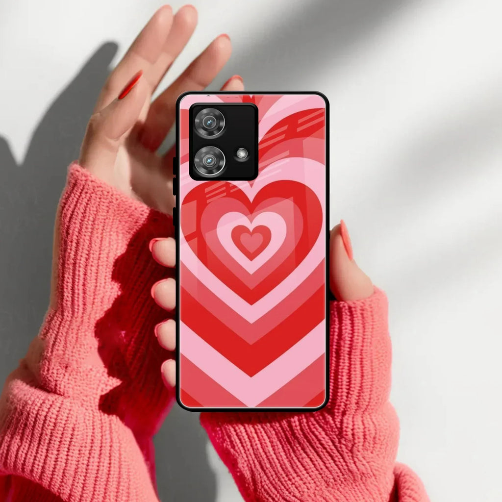 Latte Love Patter Glass Case Cover - Red For Motorola - ShopOnCliQ
