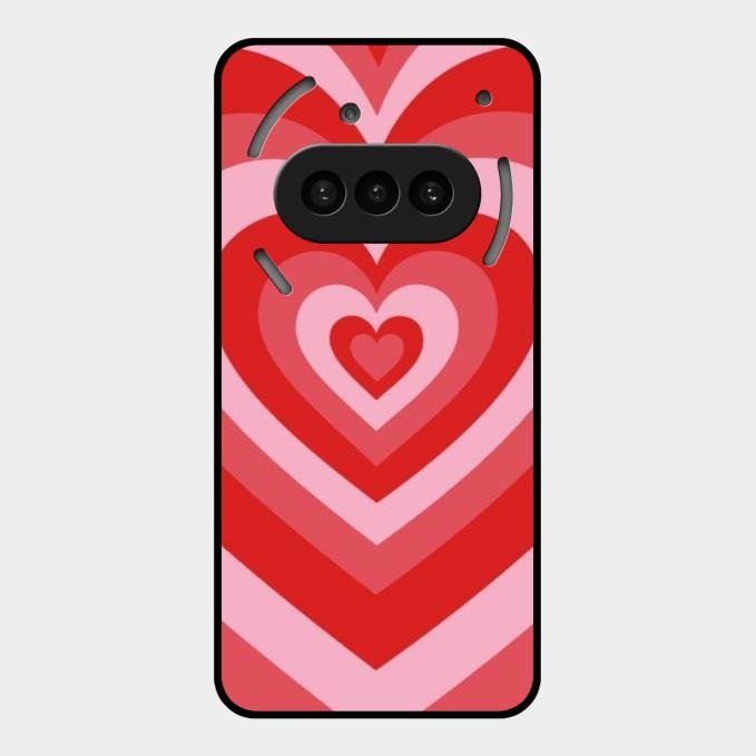 Latte Love Patter Glass Case Cover - Red For Nothing Phone 3A 5G