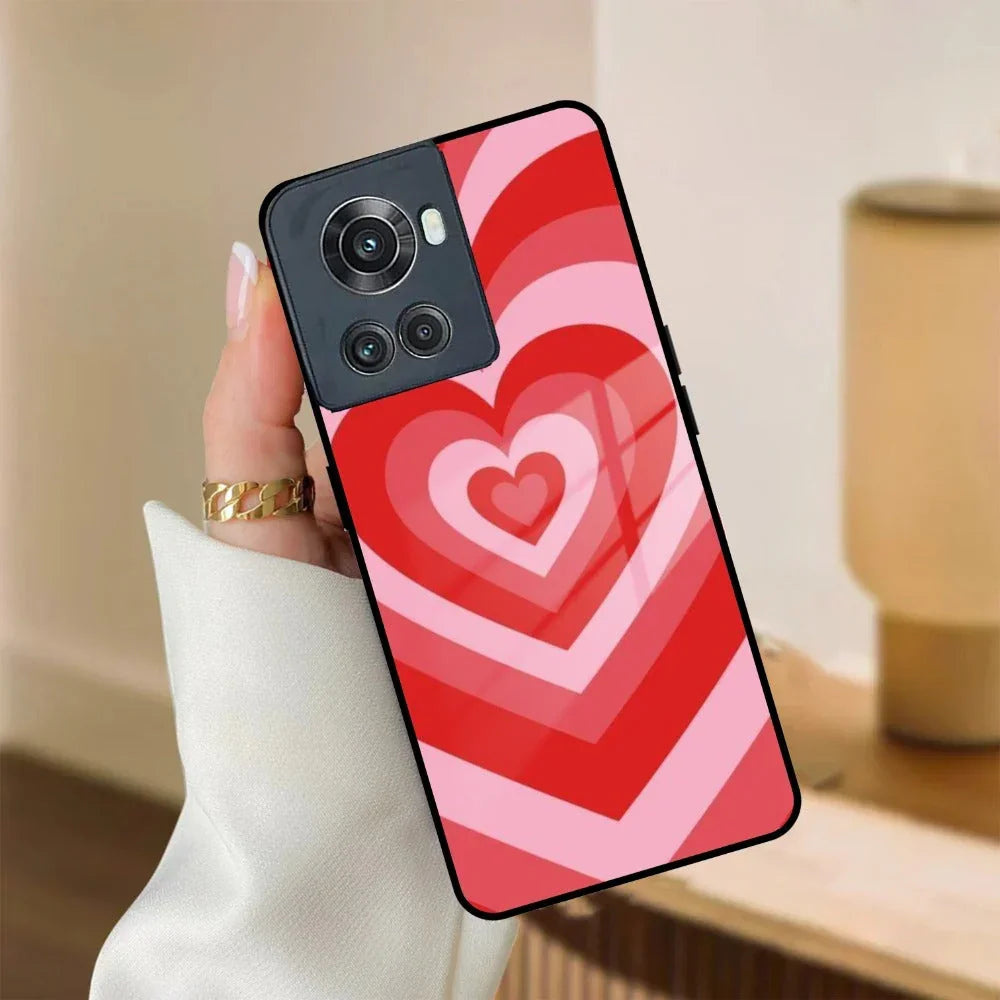 Latte Love Patter Glass Case Cover - Red For OnePlus - ShopOnCliQ
