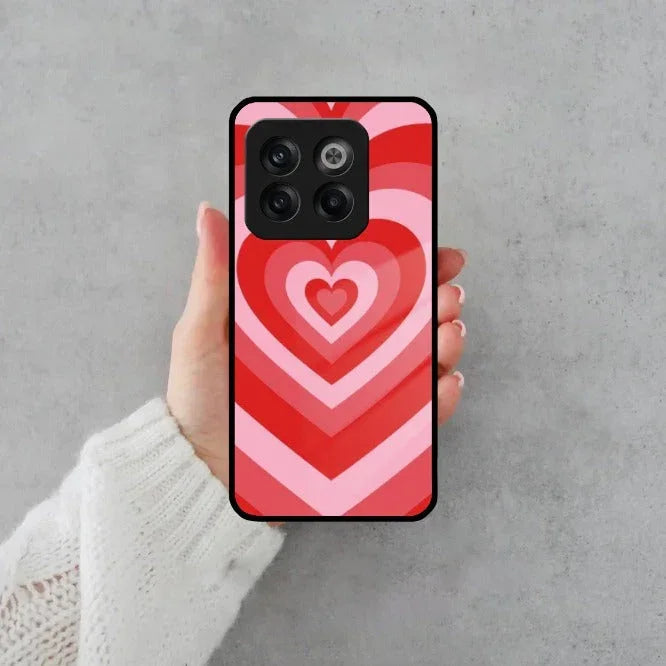 Latte Love Patter Glass Case Cover - Red For OnePlus - ShopOnCliQ