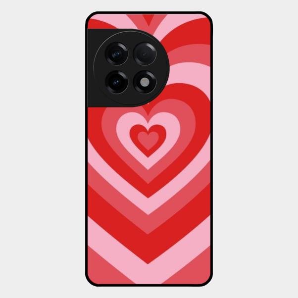 Latte Love Patter Glass Case Cover - Red For Oneplus 11R 5G