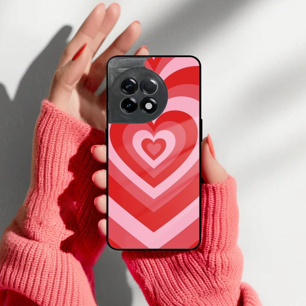 Latte Love Patter Glass Case Cover - Red For OnePlus - ShopOnCliQ