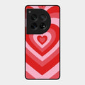 Latte Love Patter Glass Case Cover - Red For Oneplus 12 5G