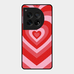 Latte Love Patter Glass Case Cover - Red For Oneplus 12 5G