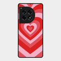 Latte Love Patter Glass Case Cover - Red For Oneplus 12R 5G