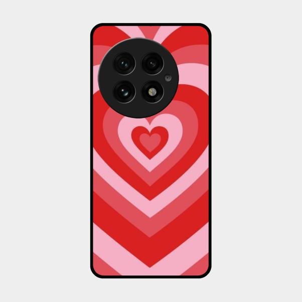 Latte Love Patter Glass Case Cover - Red For Oneplus 13 5G