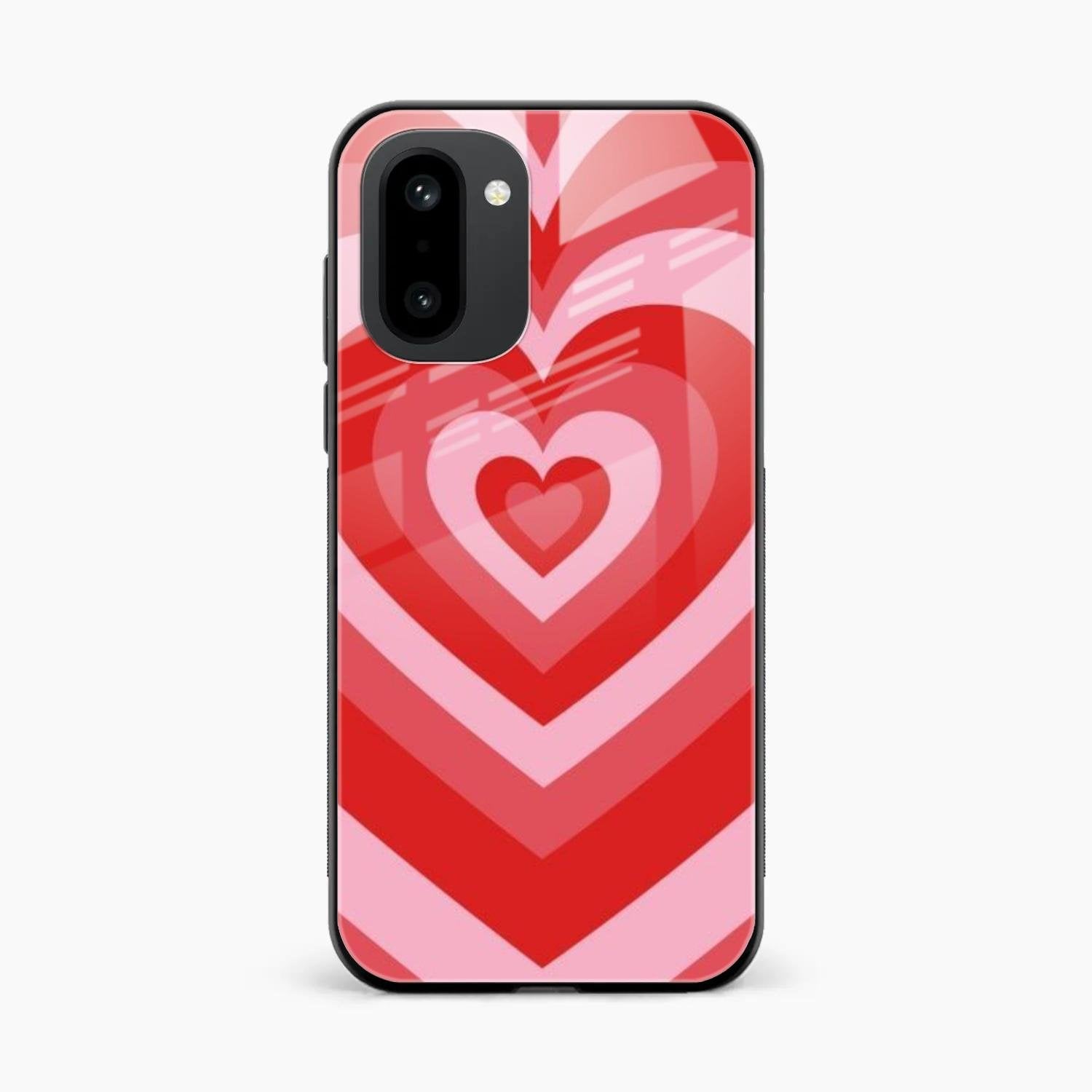 Latte Love Patter Glass Case Cover - Red For OnePlus 15R 5G