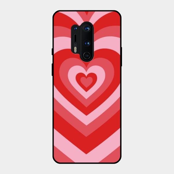 Latte Love Patter Glass Case Cover - Red For Oneplus 8 Pro