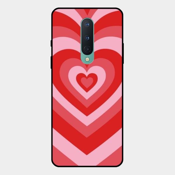 Latte Love Patter Glass Case Cover - Red For Oneplus 8