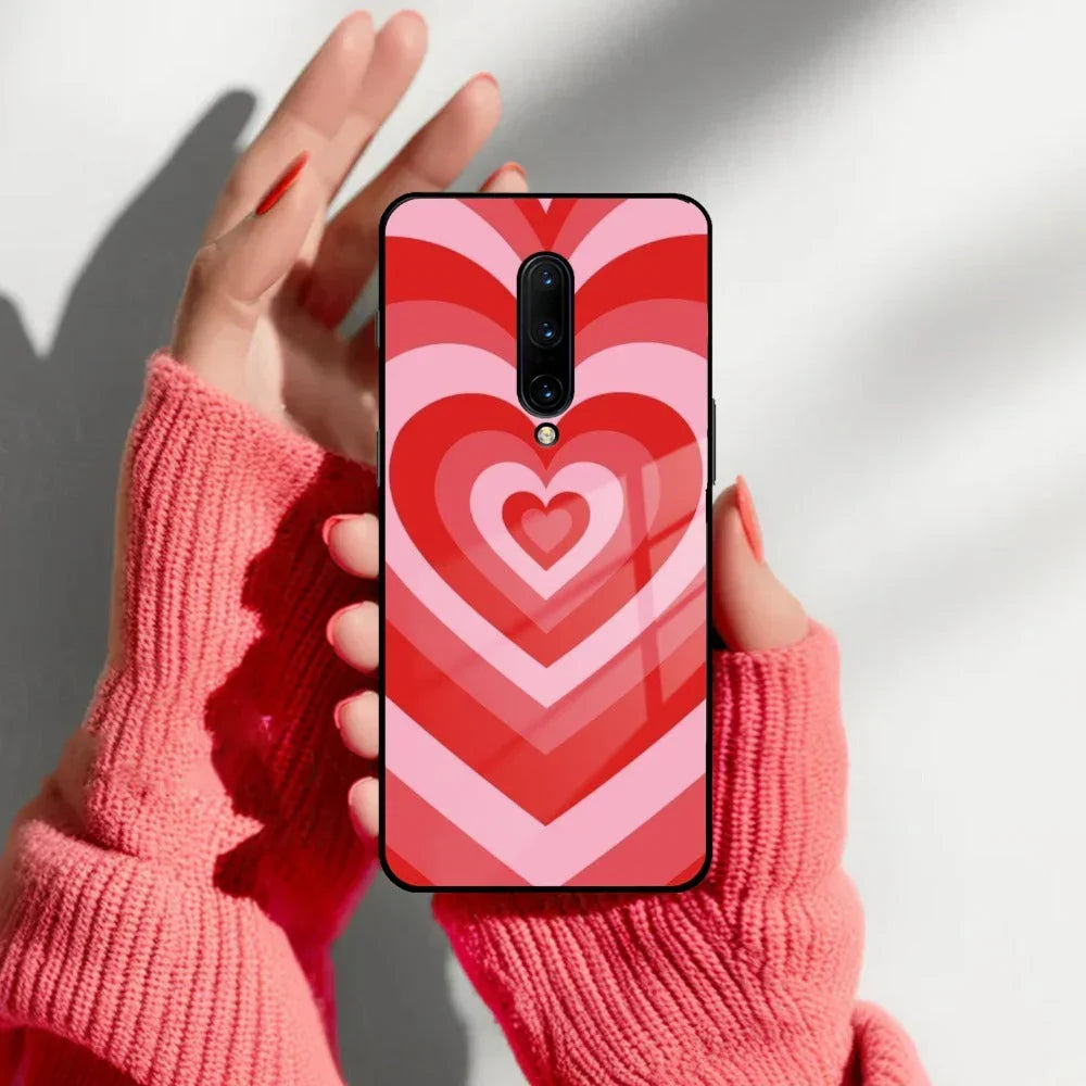 Latte Love Patter Glass Case Cover - Red For OnePlus - ShopOnCliQ