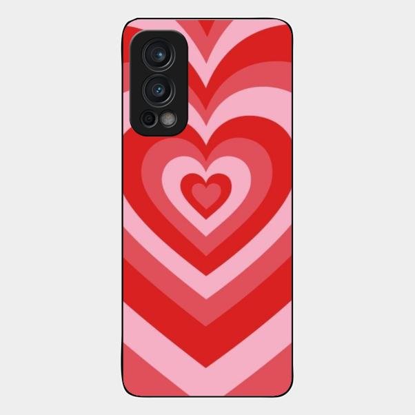 Latte Love Patter Glass Case Cover - Red For Oneplus Nord 2 5G