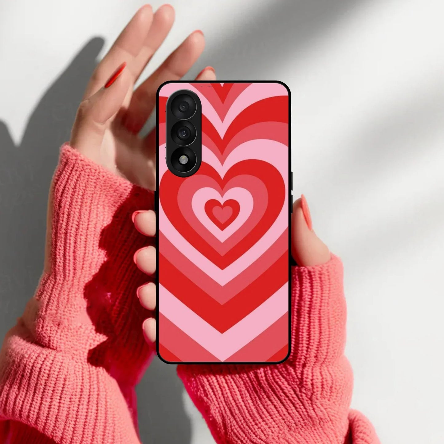 Latte Love Patter Glass Case Cover - Red For OnePlus - ShopOnCliQ