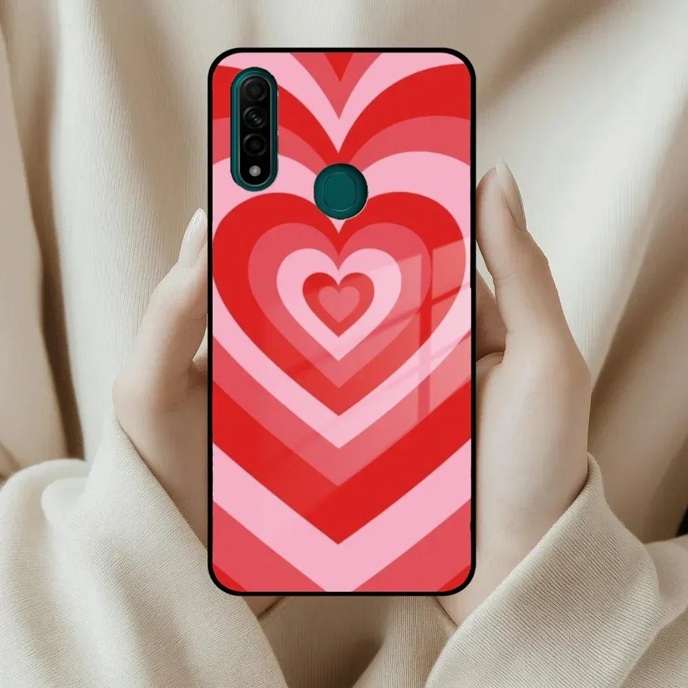 Latte Love Patter Glass Case Cover - Red For Oppo - ShopOnCliQ