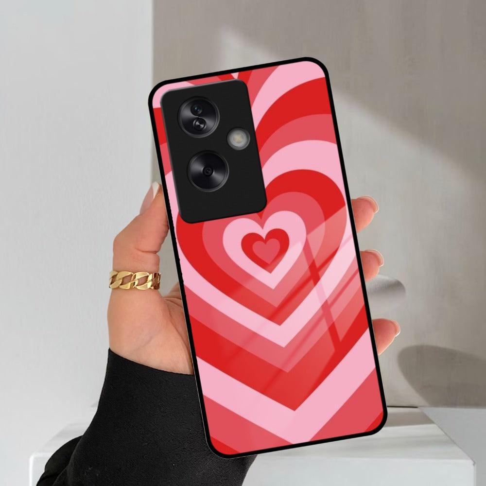 Latte Love Patter Glass Case Cover - Red For Oppo