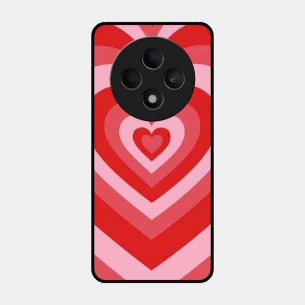 Latte Love Patter Glass Case Cover - Red For Oppo F27 5G