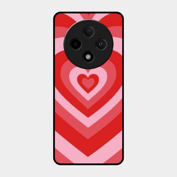 Latte Love Patter Glass Case Cover - Red For Oppo F27 Pro Plus 5G