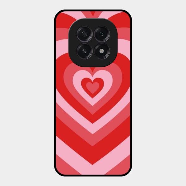 Latte Love Patter Glass Case Cover - Red For Oppo F29 5G