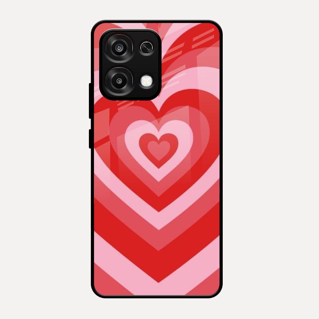 Latte Love Patter Glass Case Cover - Red For Oppo F31 5G