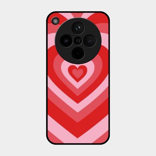 Latte Love Patter Glass Case Cover - Red For Oppo Find X8 5G
