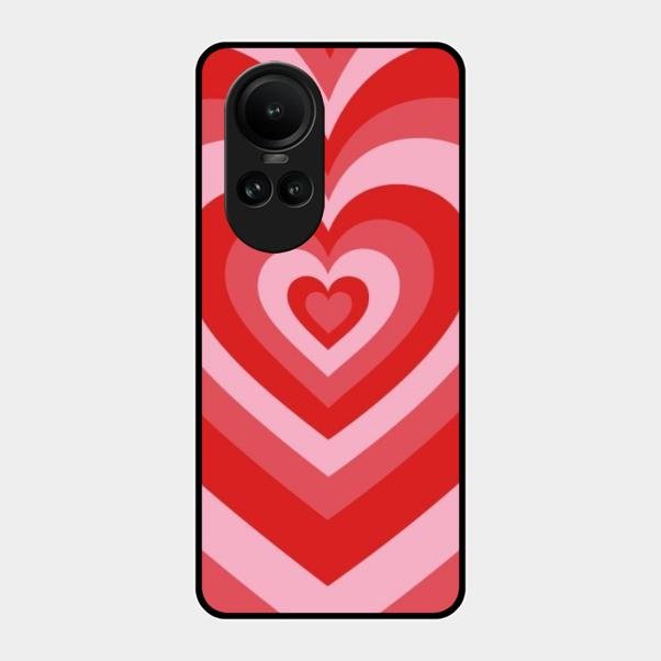 Latte Love Patter Glass Case Cover - Red For Oppo Reno 10 5G