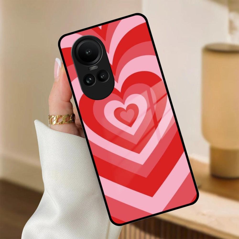 Latte Love Patter Glass Case Cover - Red For Oppo