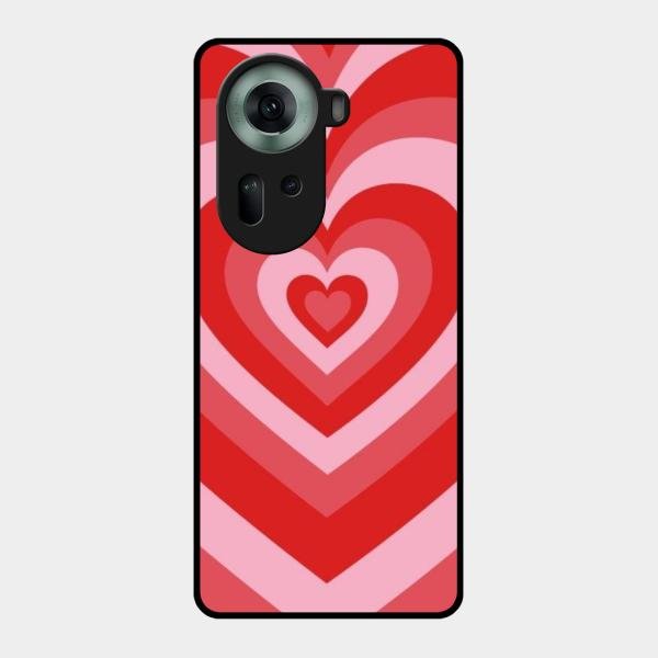 Latte Love Patter Glass Case Cover - Red For Oppo Reno 11 5G