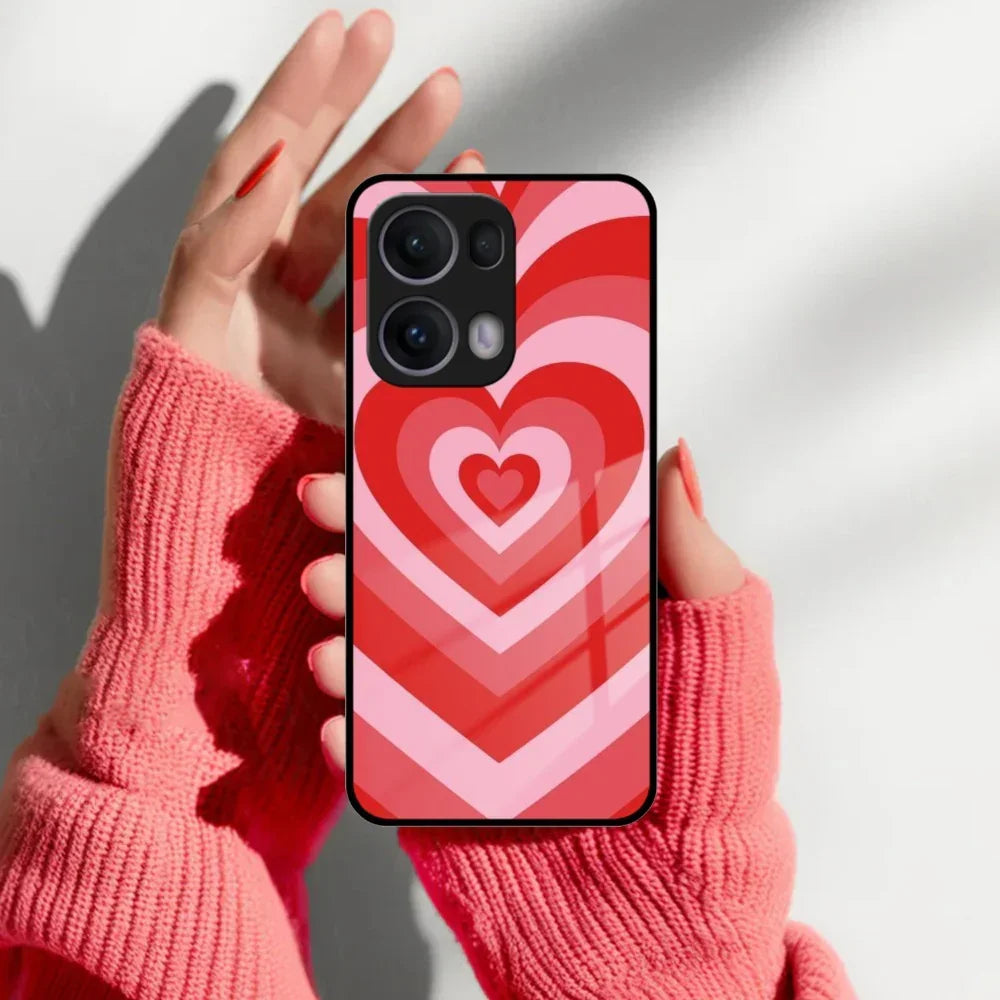 Latte Love Patter Glass Case Cover - Red For Oppo - ShopOnCliQ