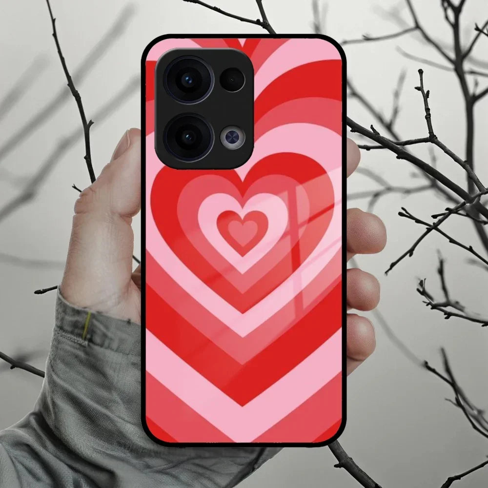 Latte Love Patter Glass Case Cover - Red For Oppo - ShopOnCliQ