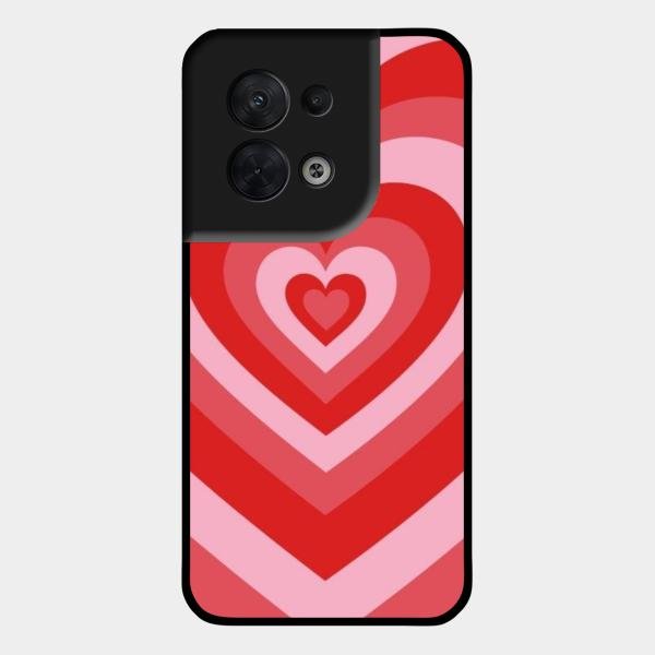 Latte Love Patter Glass Case Cover - Red For Oppo Reno 8 5G