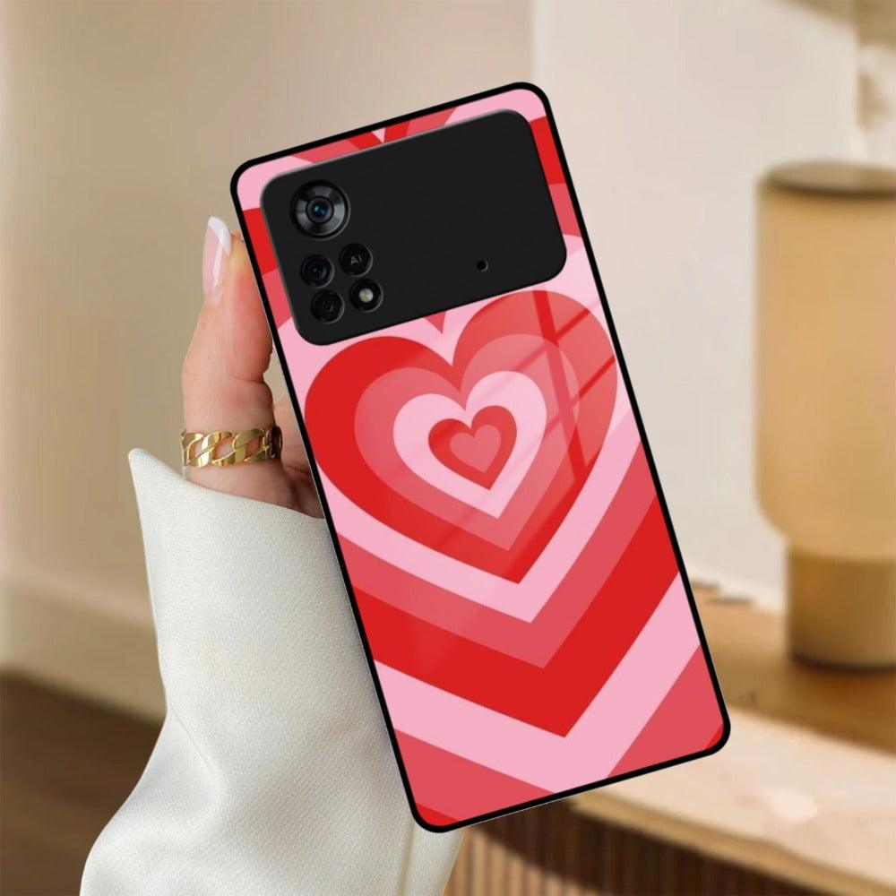 Latte Love Patter Glass Case Cover - Red For Poco - ShopOnCliQ
