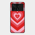 Latte Love Patter Glass Case Cover - Red For Poco X6 Pro 5G