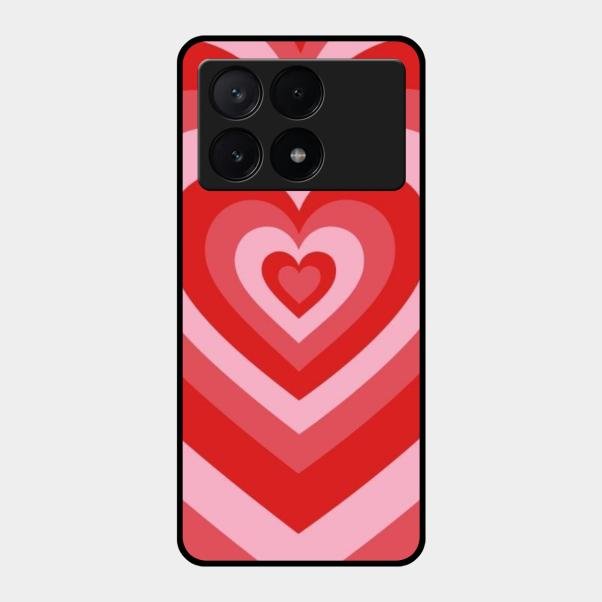 Latte Love Patter Glass Case Cover - Red For Poco X6 Pro 5G